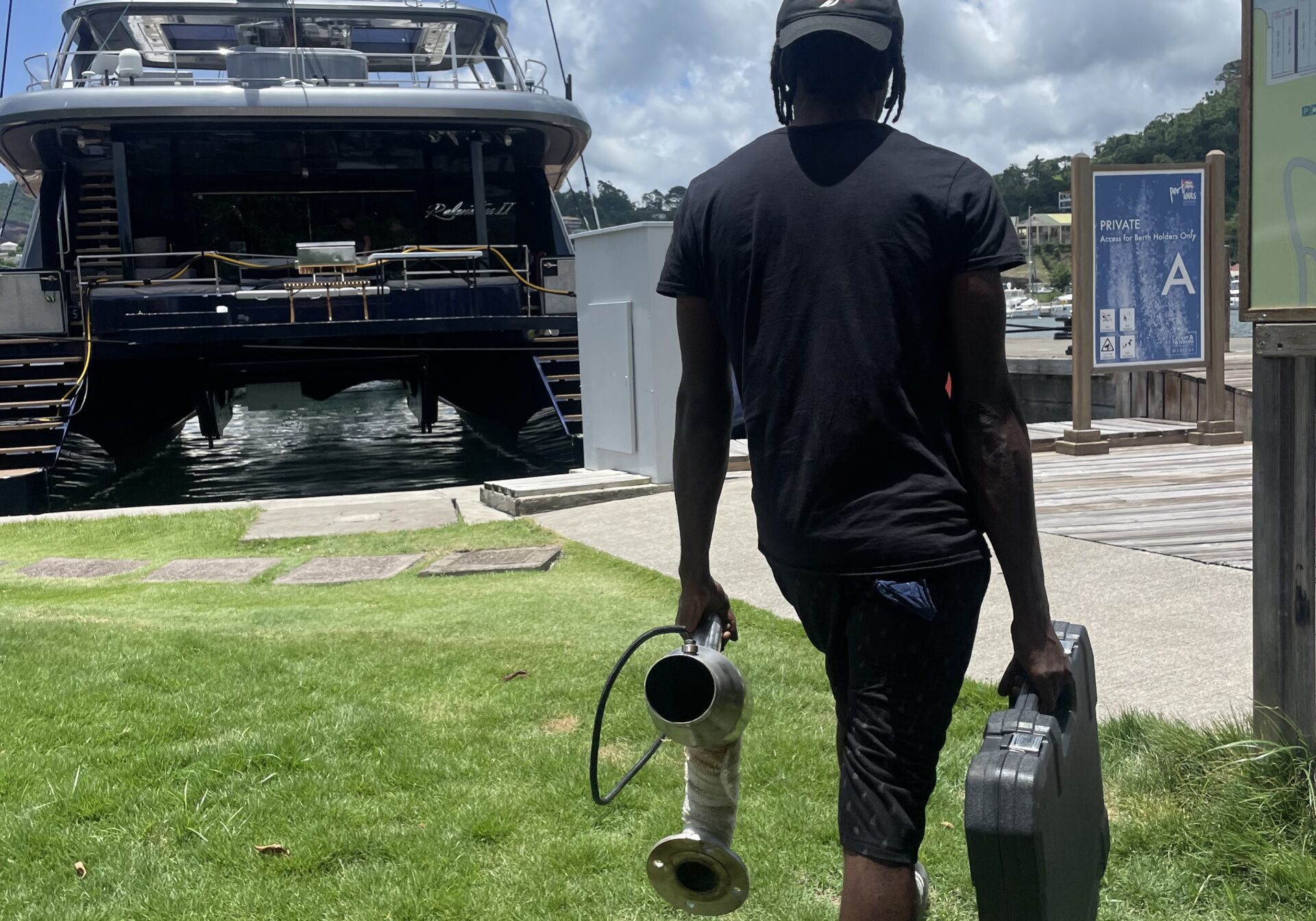 Exhaust repair, luxury power yatch, relentless II