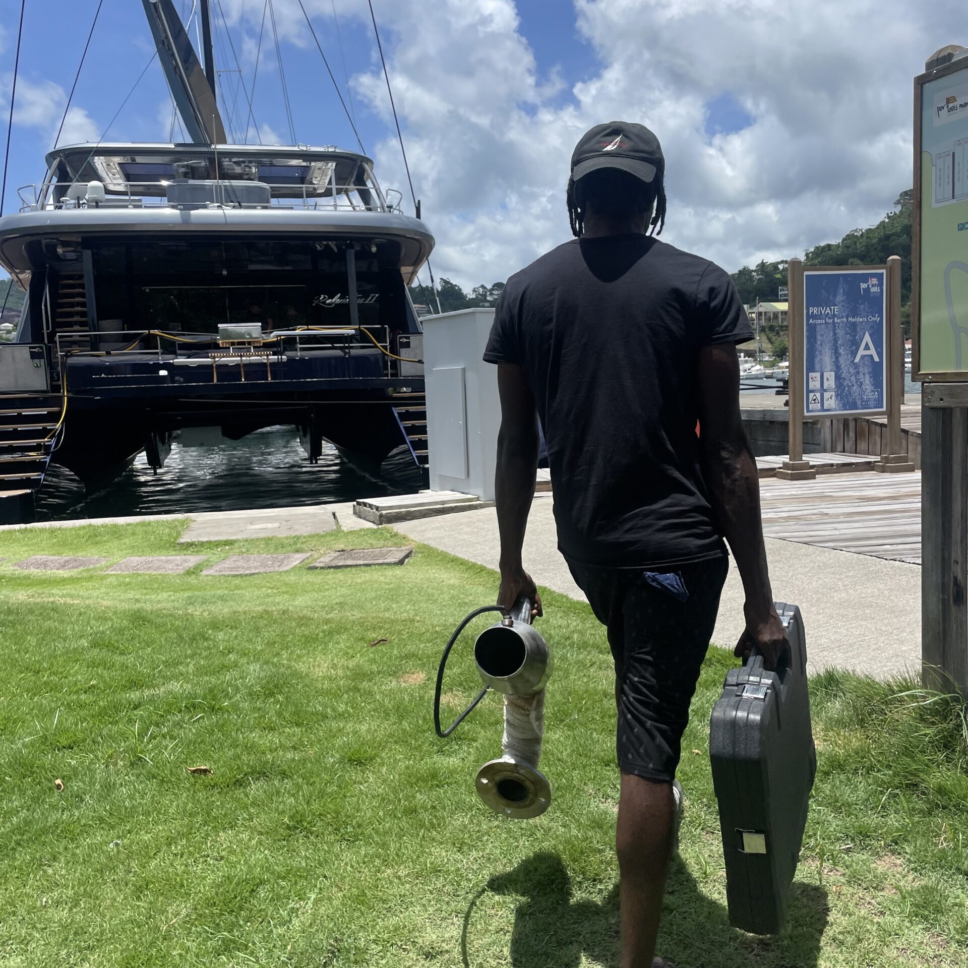 Exhaust repair, luxury power yatch, relentless II